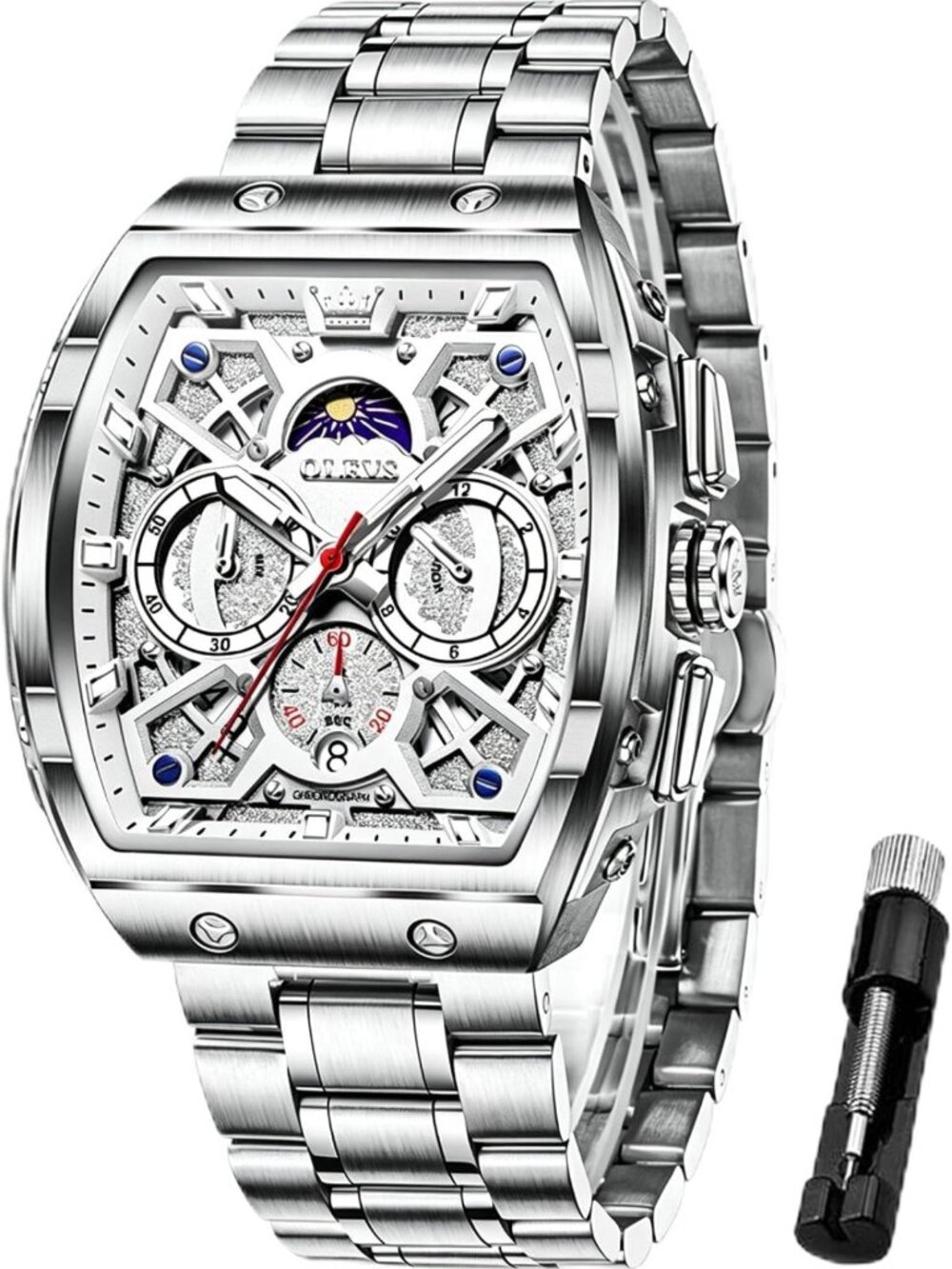 Luxury Analog Quartz Watch for Men - Diamond, Waterproof, Chronograph, Big Face